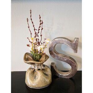Vintage 1970s Studio Pottery "Gunny Sack" Paper Bag Vase
